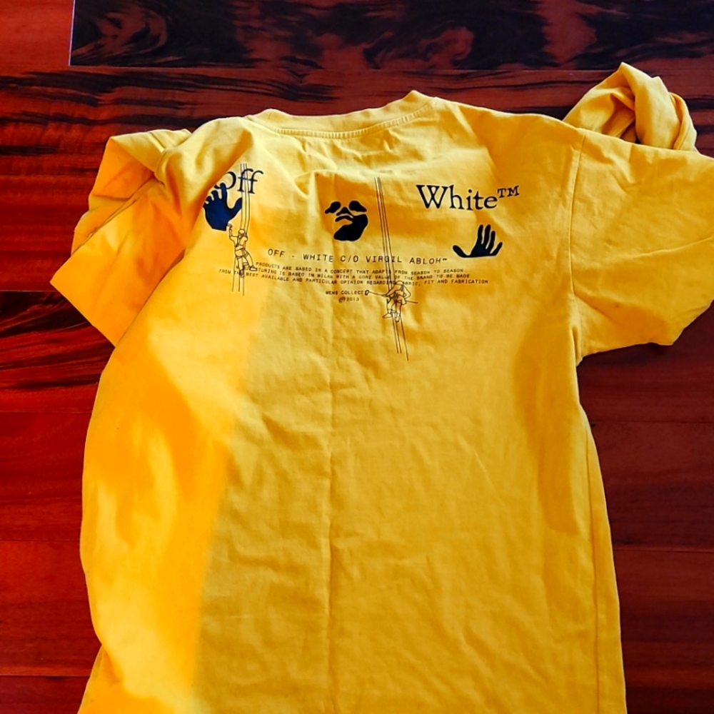 Yellow Off White Shirt with Graphic Design
